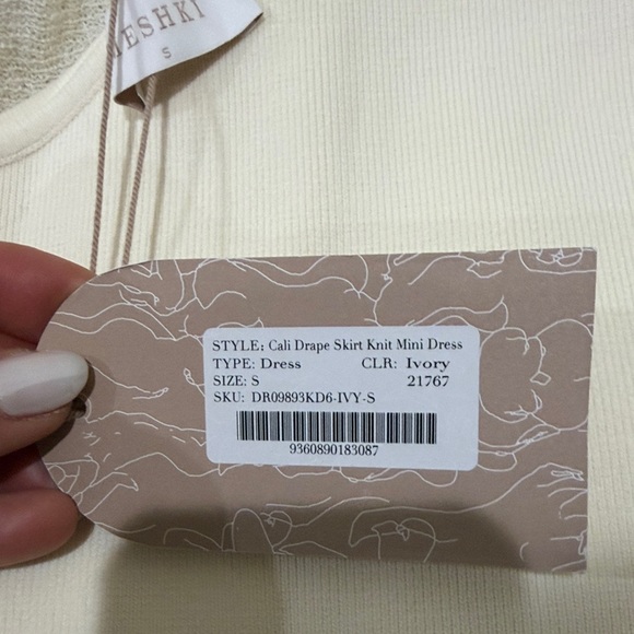 Cali Drape Skirt Knit Mini Dress - Ivory - Picture 7 of 7